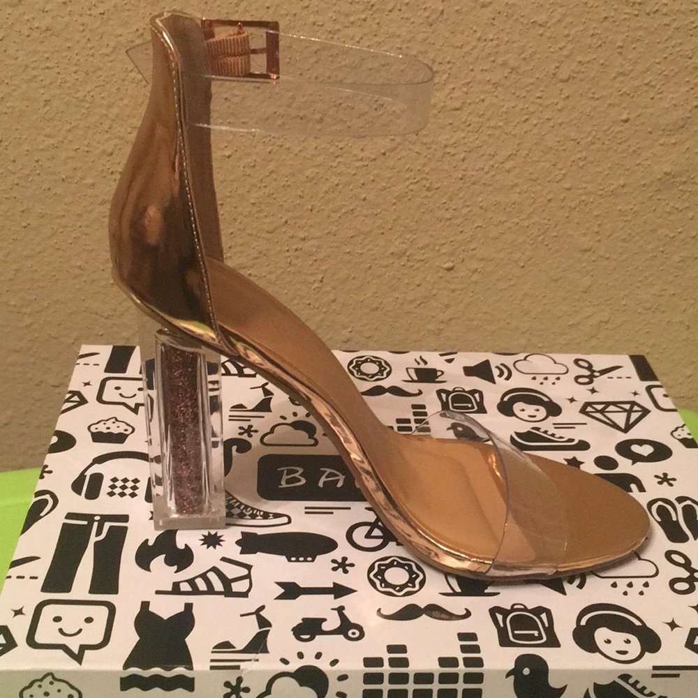 Clear Rose Gold Sandel Heels - Picture 2 of 7